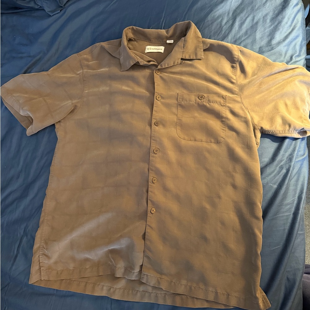 Caribbean Men's brown Short Sleeve Button Down Shirt